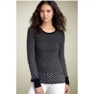 Free People Vintage Star Spangled Ombre Waffle Knit Thermal Top in Dark Gray  S